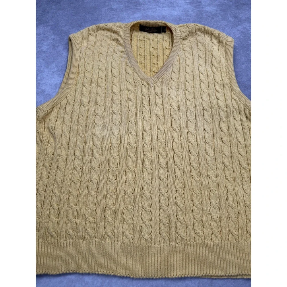 VTG Brooks Brothers Sweater Vest Mens XL Cable Knit Pullover Made in USA Vintage